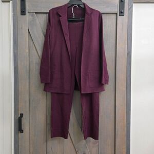 Equestrian Pant Suit Set Women Medium Burgundy Excellent Stretch 2pc Blazer Pant